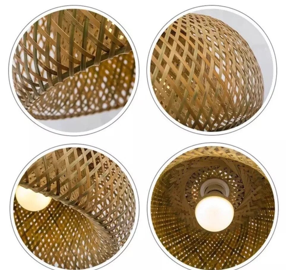 Handmade Vintage Bamboo Semicircle Pendant Lamp