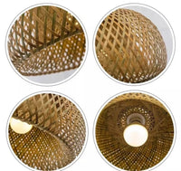 Handmade Vintage Bamboo Semicircle Pendant Lamp