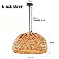 Handmade Vintage Bamboo Semicircle Pendant Lamp