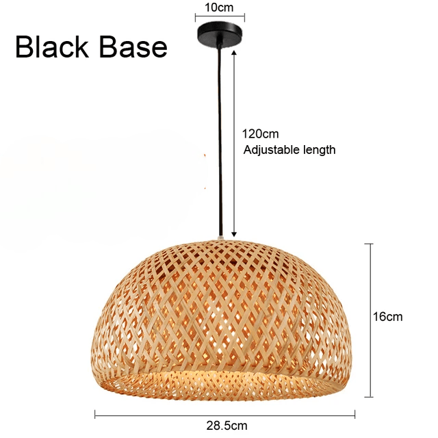 Handmade Vintage Bamboo Semicircle Pendant Lamp