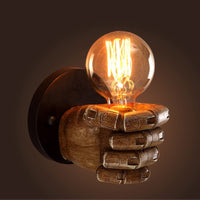 American Vintage Wood Hand Model Wall Lamps