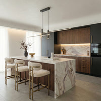 Modern Minimalist Sleek Metal Rod Chandelier