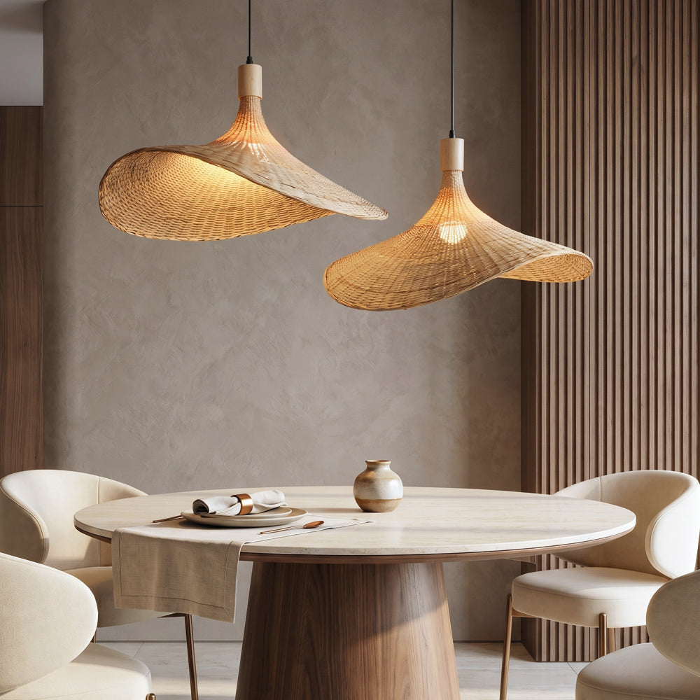 Vintage Handmade Bamboo Wicker Pendant Light