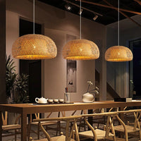 Handmade Vintage Bamboo Semicircle Pendant Lamp