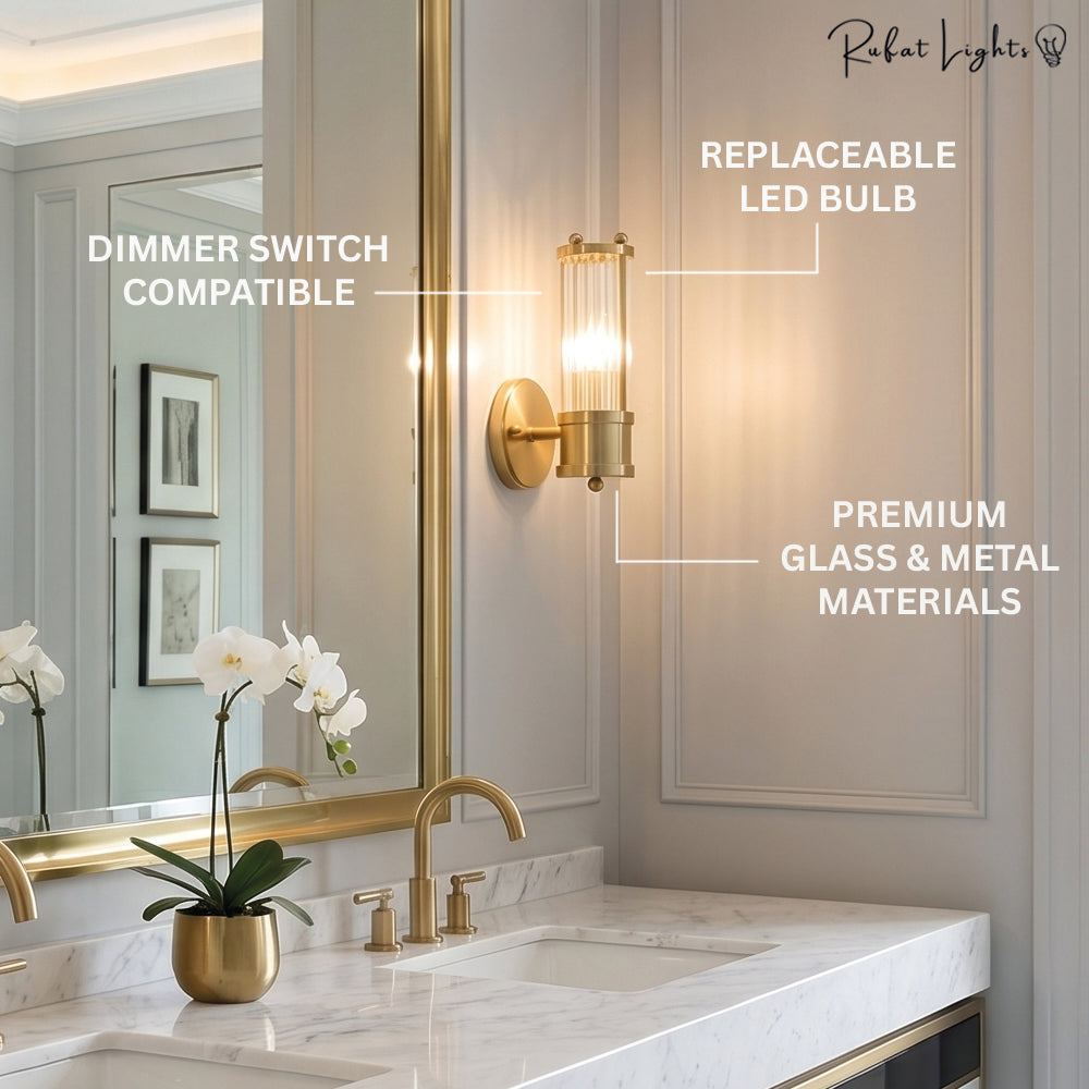 Luxury Crystal Gold Glass Rod Wall Lamps