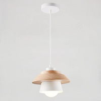 LED Pendant Light with Wood and Metal Layers