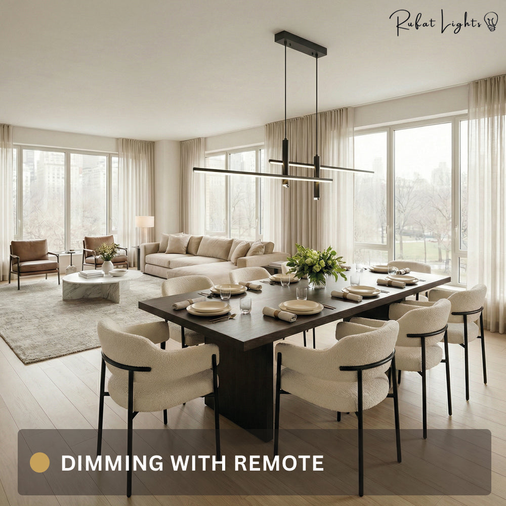 Modern Minimalist Sleek Metal Rod Chandelier