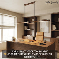 Extended Linear Suspension Light Modern LED Solid Wood