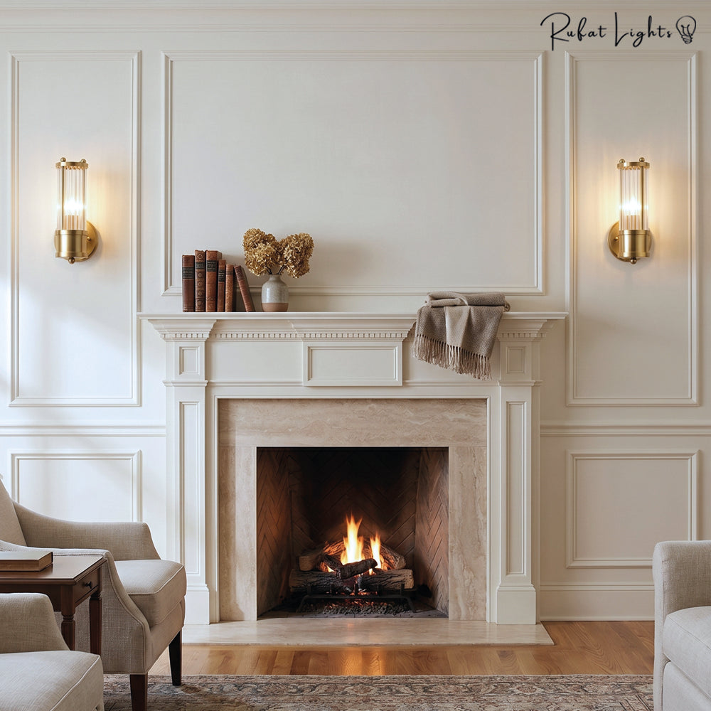 Luxury Crystal Gold Glass Rod Wall Lamps
