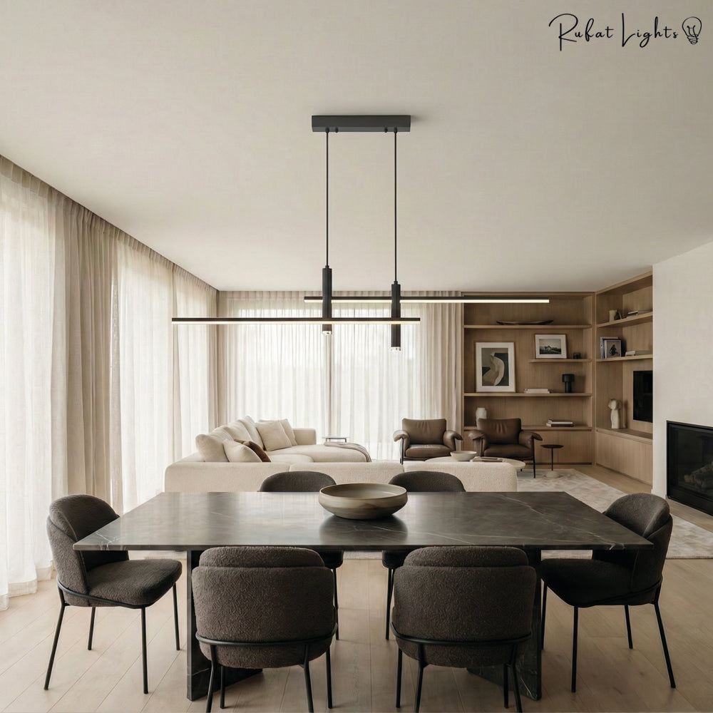 Modern Minimalist Sleek Metal Rod Chandelier