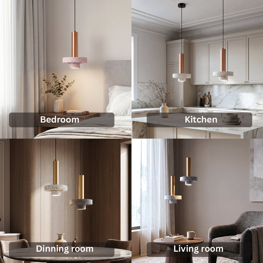 Natural Marble Stone Aluminum Pendant Light
