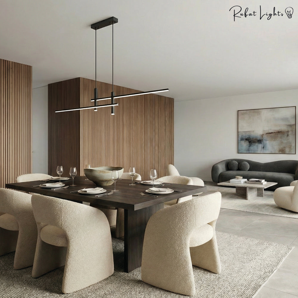 Modern Minimalist Sleek Metal Rod Chandelier