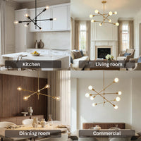 Contemporary Gold Rod Chandelier Lighting