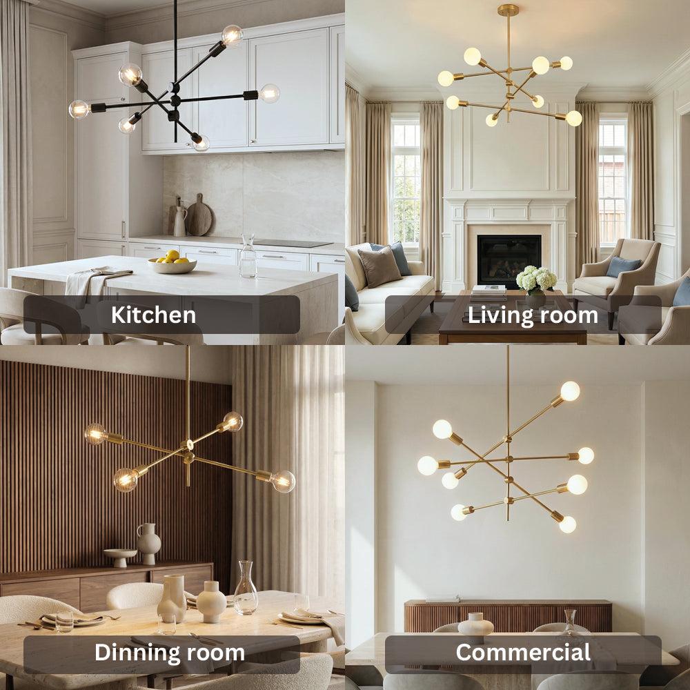 Contemporary Gold Rod Chandelier Lighting
