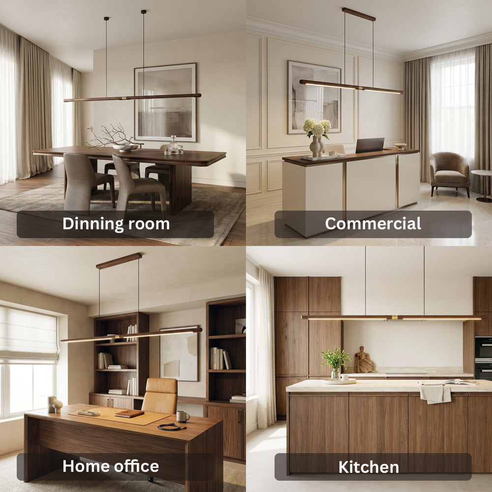 Extended Linear Suspension Light Modern LED Solid Wood