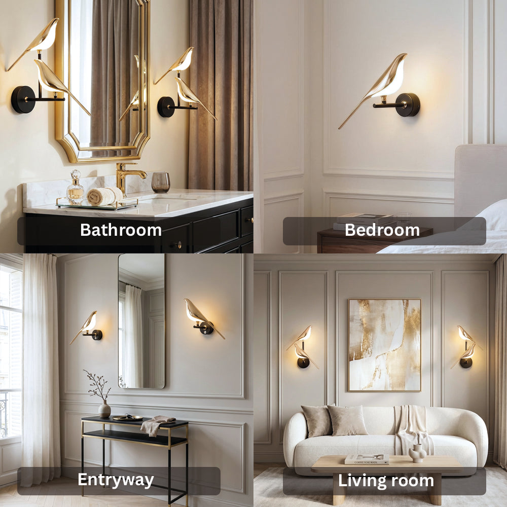 Nordic Magpie Art Design Golden Bird Wall Lights