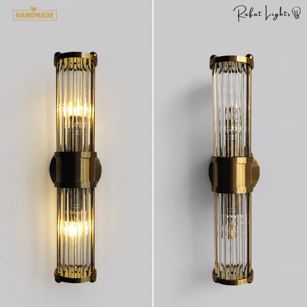 Luxury Crystal Gold Glass Rod Wall Lamps