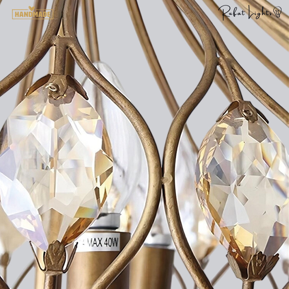 Vintage French Retro Crystal Lantern Chandelier