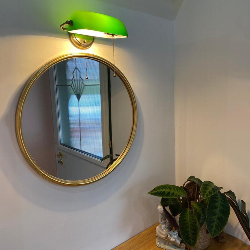 Industrial Vintage Green Banker Wall Lamp