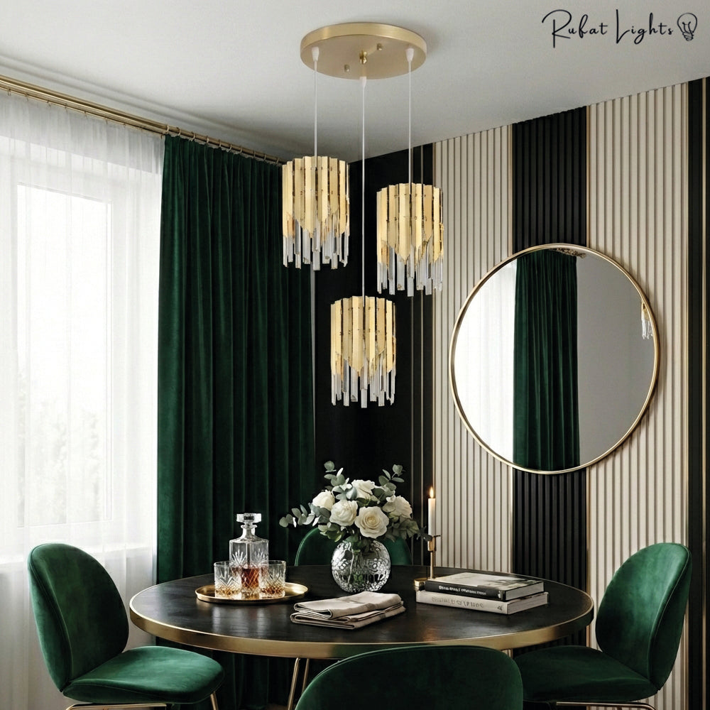 Modern Crystal K9 Round Gold Chandelier