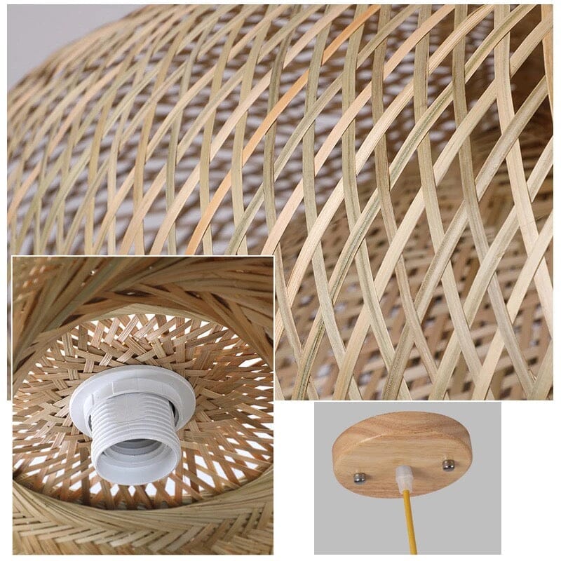 Handmade Vintage Bamboo Semicircle Pendant Lamp
