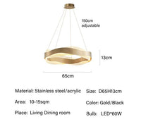 Modern Stainless Steel Rings LED Chandelier Lights