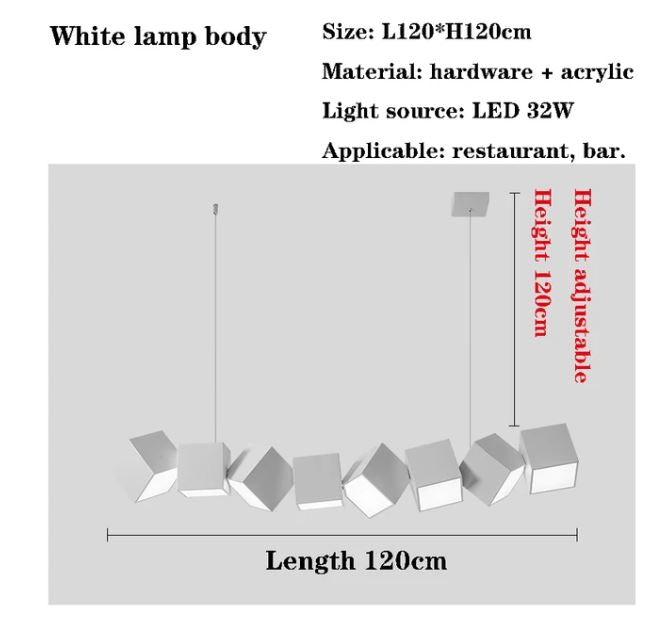 Nordic Cube Box Long Bar Pendant Lighting