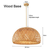 Handmade Vintage Bamboo Semicircle Pendant Lamp