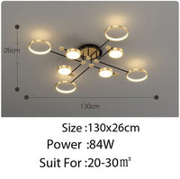 Modern Aluminum Ring Gold Frame LED Chandelier