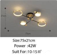Modern Aluminum Ring Gold Frame LED Chandelier