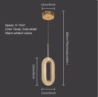 Iron Gold Oval Acrylic Long Pendant Lamp