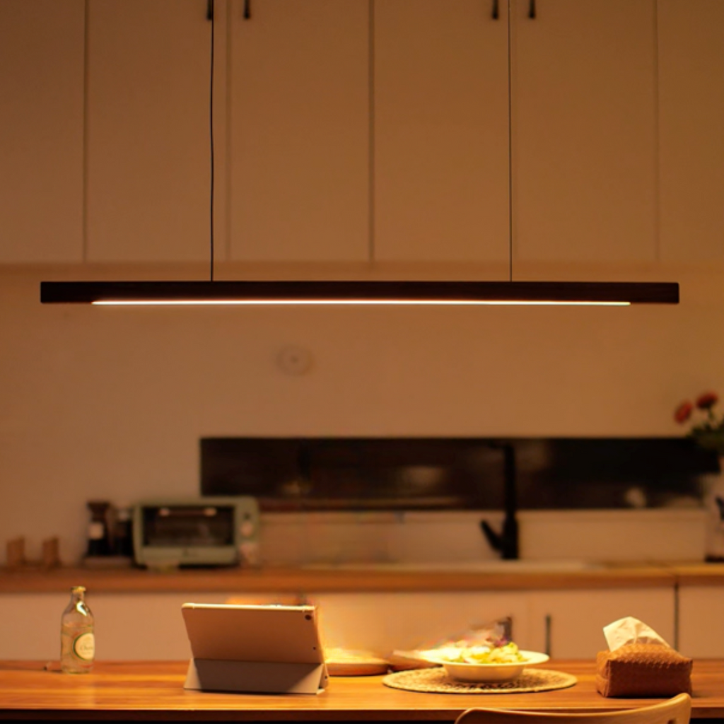 Wood Linear Sweep Sensor Chandelier