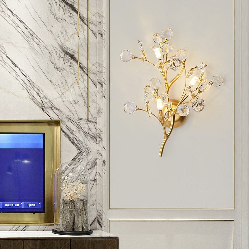 Romantic Flowers Branches Clear Crystal Wall Lamp