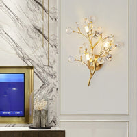 Romantic Flowers Branches Clear Crystal Wall Lamp