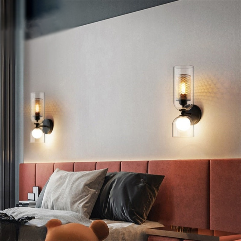Cylindrical Twin Glass Wall Lamp