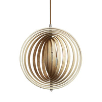 Revolving Circular Moon Wood Pendant Light