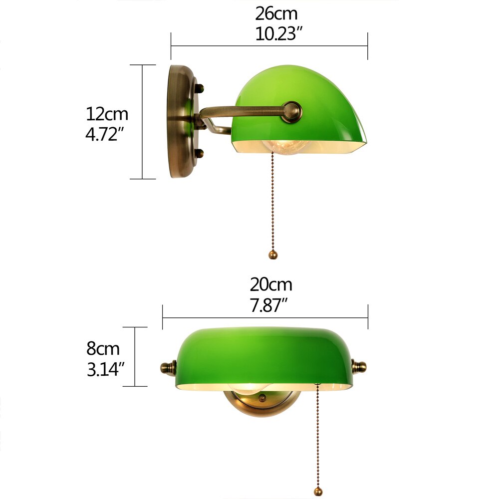Industrial Vintage Green Banker Wall Lamp