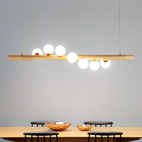 Solid Wood White Glass Balls Pendant Light
