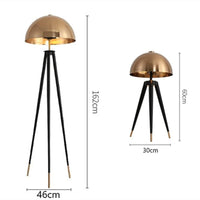Vintage Standing Tripod Gold Mushroom Lamp