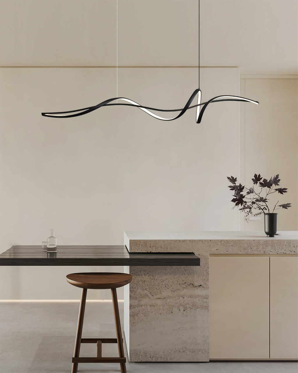 Aluminum Ribbon Shape LED Chandelier