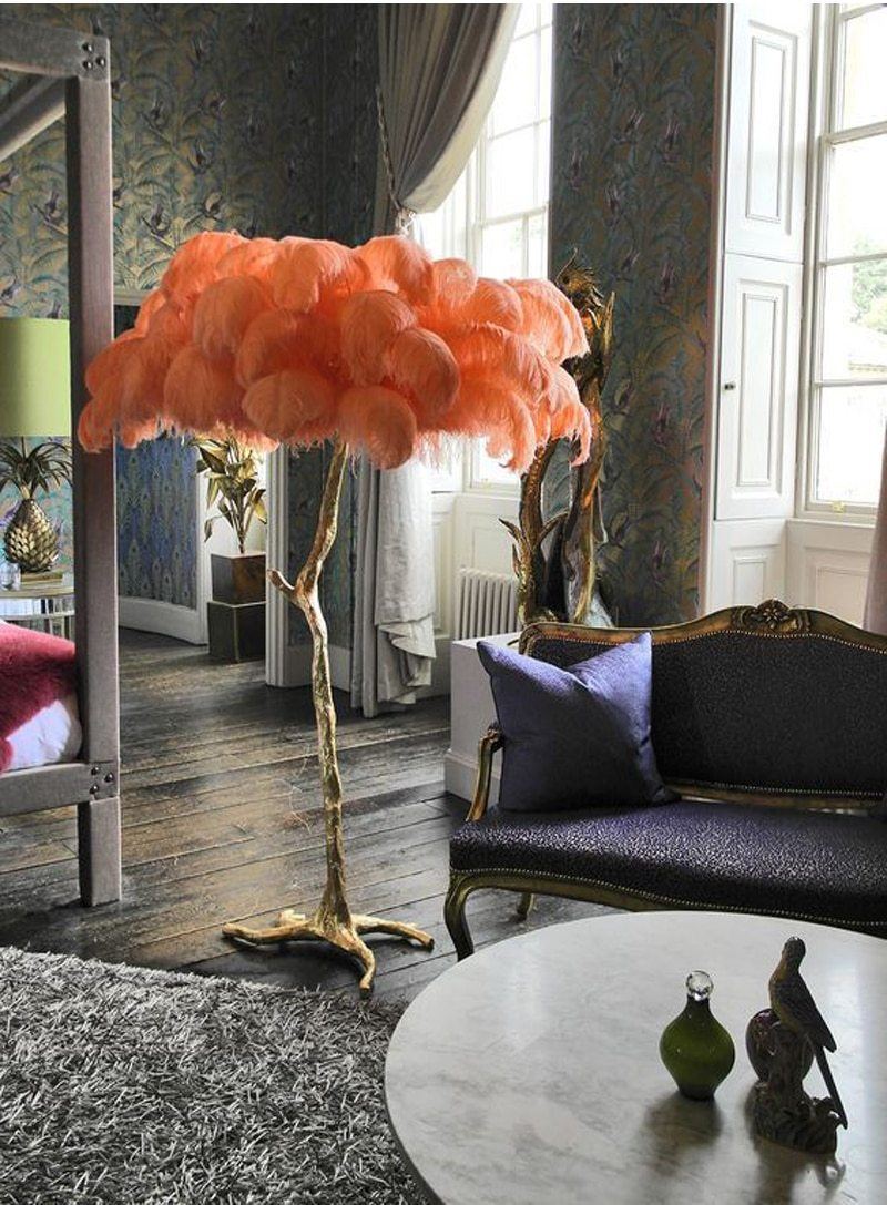 Luxury Ostrich Feather Resin LED Floor/Table Lamp