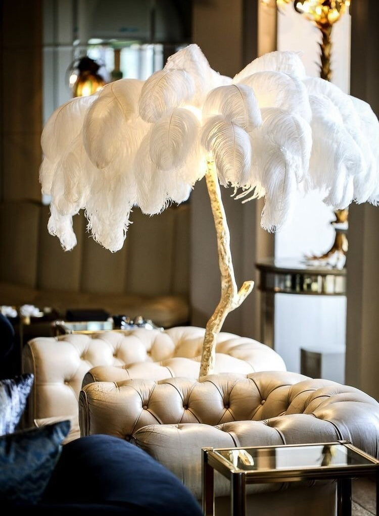 Luxury Ostrich Feather Resin LED Floor/Table Lamp