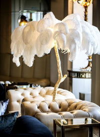 Luxury Ostrich Feather Resin LED Floor/Table Lamp