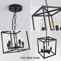 Industrial Farmhouse Metal Lantern 4-Light Chandeliers