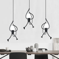 Vintage Iron Little Man Cartoon Chandelier Lamps