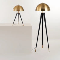 Vintage Standing Tripod Gold Mushroom Lamp