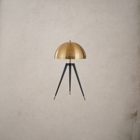 Vintage Standing Tripod Gold Mushroom Lamp