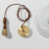 Retro Pendant LED Light with Ripple Glass & Walnut Wood