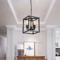 Industrial Farmhouse Metal Lantern 4-Light Chandeliers