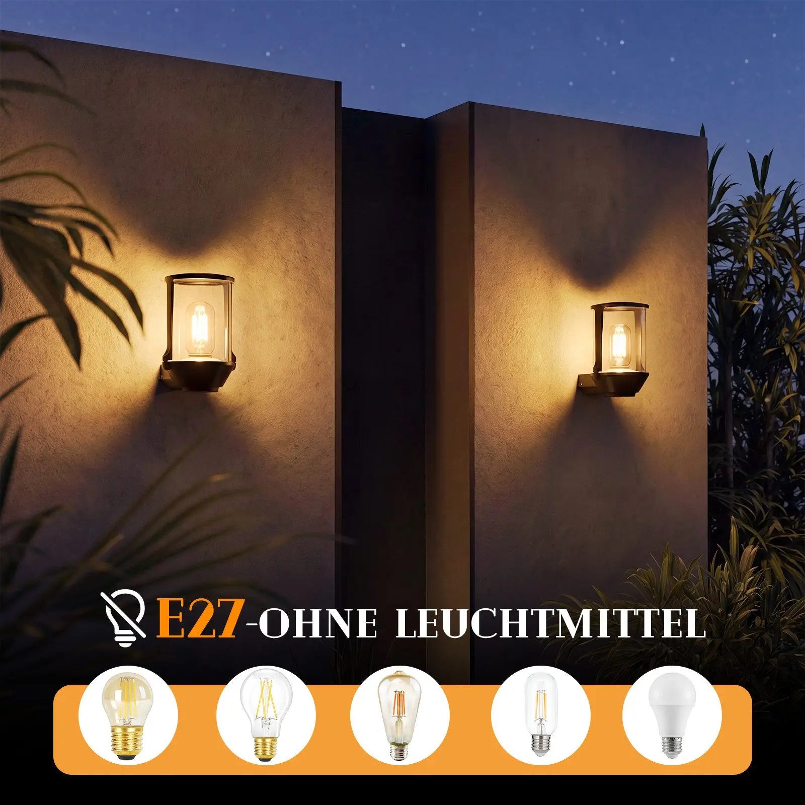 Außenwandleuchte schwarz E27 IP65 wasserdicht